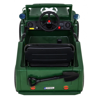 Autko Wojskowe Retro dla dzieci Zielony + Napęd 4x4 + Pilot + 2 Bagażniki + Wolny Start + MP3 LED